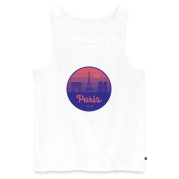 Paris, ville de l’amour – Tour Eiffel Design - Débardeur bio Premium Homme - blanc - Devant - Michal (187cm)