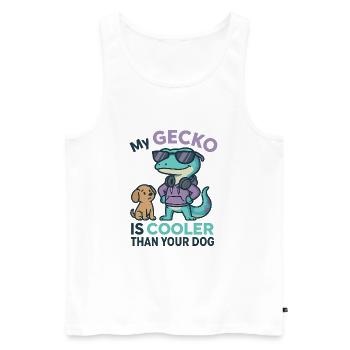 Gecko Hunde Shirt – Cooler Spruch - Männer Premium Bio Tank Top - Weiß - Vorne - Michal (187cm)