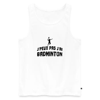 J'peux pas j'ai badminton - Débardeur bio Premium Homme - blanc - Devant - Michal (187cm)