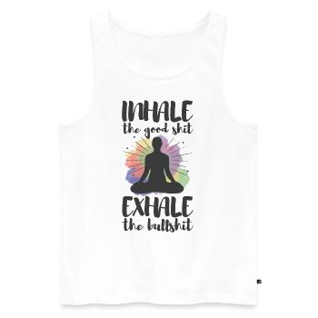 Inhale the good shit, Exhale the bullshit (dunkel) - Männer Premium Bio Tank Top - Weiß - Vorne - Michal (187cm)