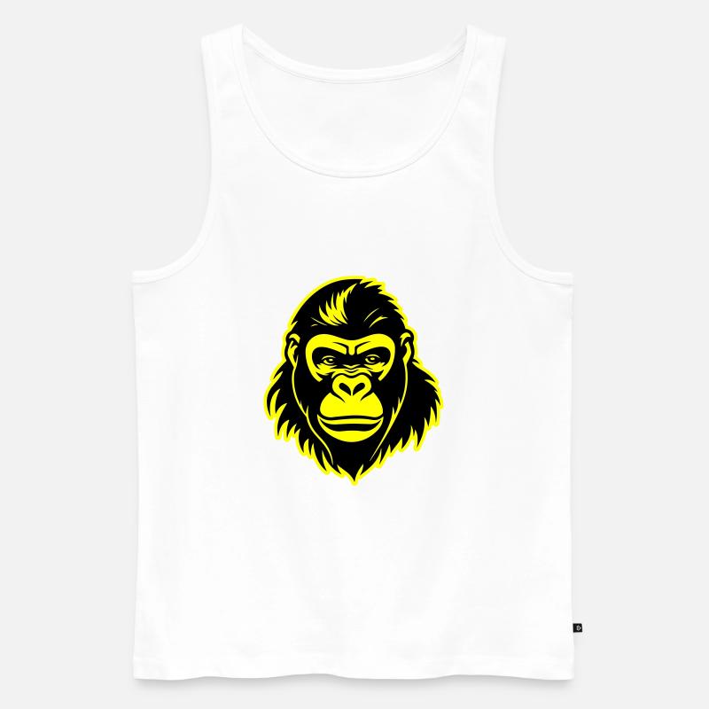 Gorilla Kopf - Männer Premium Bio Tank Top - Weiß