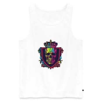 Couronne de crâne de roi - Débardeur bio Premium Homme - blanc - Devant - Michal (187cm)