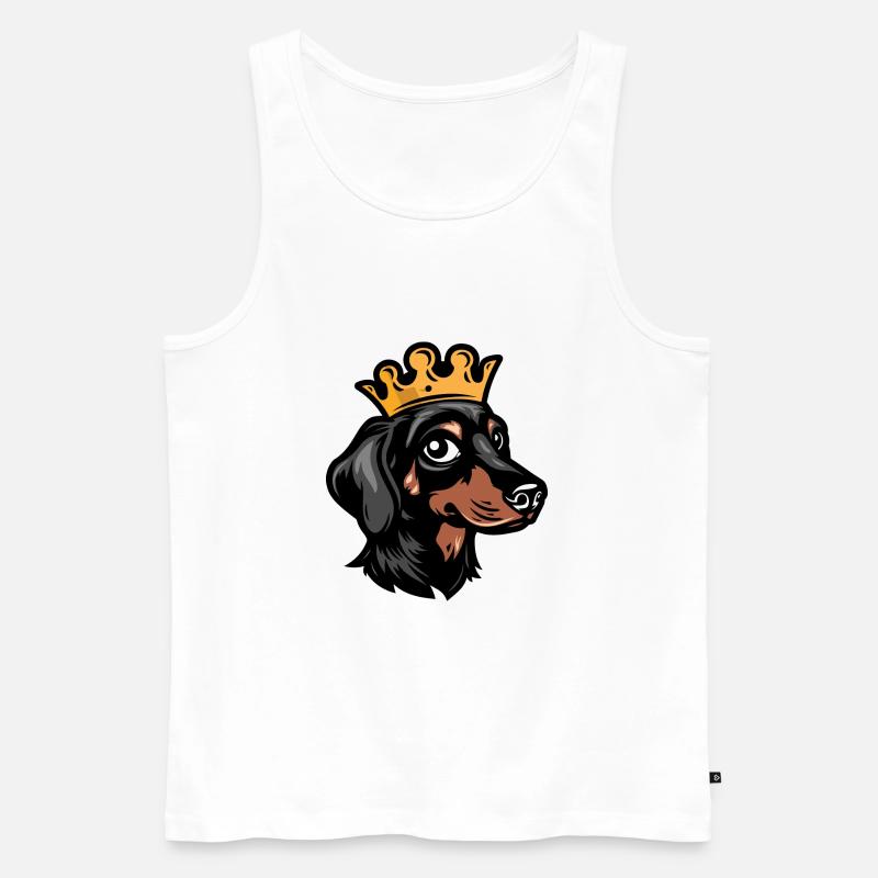 Dachshund Hund Dackel Krone - Männer Premium Bio Tank Top - Weiß