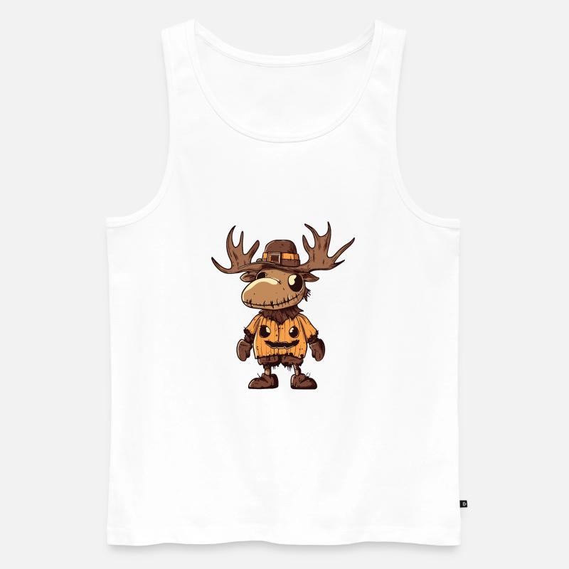 Elch Halloween Comic Lustig - Männer Premium Bio Tank Top - Weiß