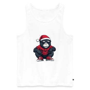 Gorille Noël Bande dessinée Cool - Débardeur bio Premium Homme - blanc - Devant - Michal (187cm)