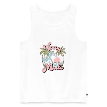 Vacay Fashion Summer Holiday Palm Waves Retro - Men's Premium Organic Tank Top - white - Front - AI Model Male 178 light (178cm)