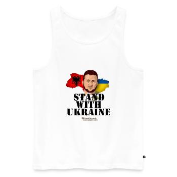 Ukraine Albanie Se tenir aux côtés de l’Ukraine - Débardeur bio Premium Homme - blanc - Devant - Michal (187cm)
