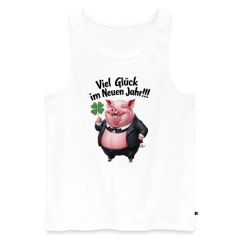 Silvester Neujahr Glückwunsch Neues Jahr Schwein - Männer Premium Bio Tank Top - Weiß - Vorne - Michal (187cm)