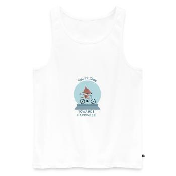 GLÜCKLICHE FAHRT ZUM GLÜCK - DER WEG ZUM GLÜCK - Männer Premium Bio Tank Top - Weiß - Vorne - AI Model Male 178 light (178cm)