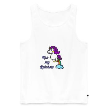 Einhorn Kiss My Rainbow - Männer Premium Bio Tank Top - Weiß - Vorne - Michal (187cm)