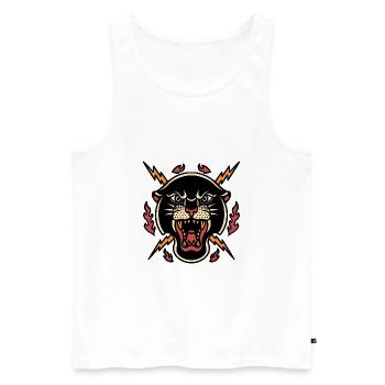 Panther Berg lion Flashe Super Tattoo Design - Débardeur bio Premium Homme - blanc - Devant - AI Model Male 178 light (178cm)