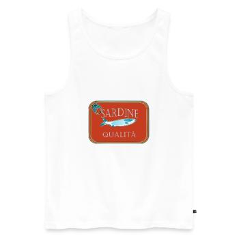 DOSE QUALITÄTS-SARDINEN - Männer Premium Bio Tank Top - Weiß - Vorne - AI Model Male 178 light (178cm)