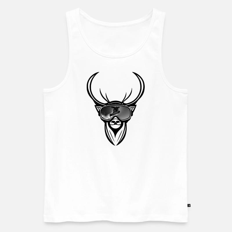 Snowboard und Hirsch - Männer Premium Bio Tank Top - Weiß