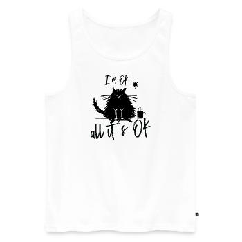 Chat drôle drôle - Débardeur bio Premium Homme - blanc - Devant - Michal (187cm)
