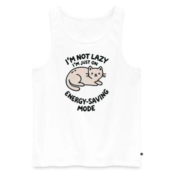 Lazy Cat - Männer Premium Bio Tank Top - Weiß - Vorne - AI Model Male 178 light (178cm)