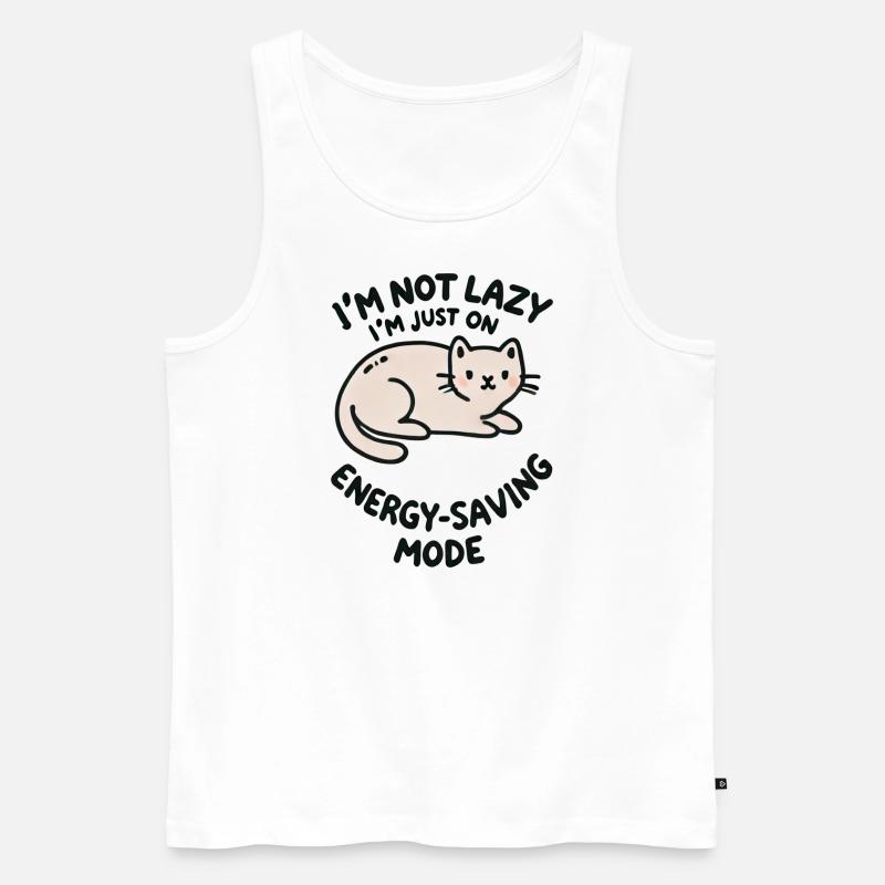Lazy Cat - Männer Premium Bio Tank Top - Weiß