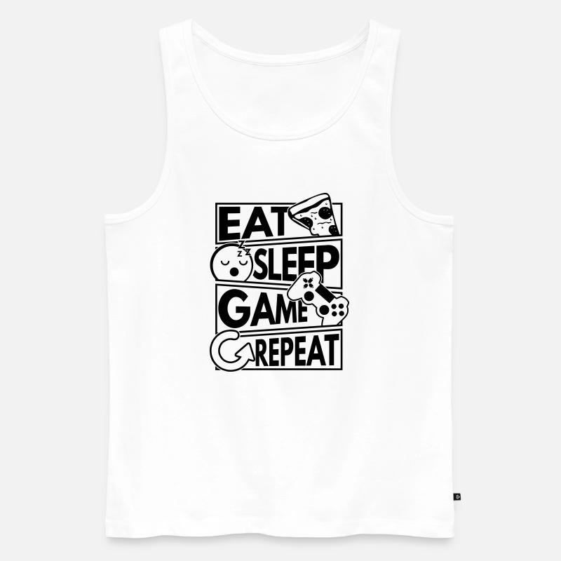Eat sleep game repeat - Männer Premium Bio Tank Top - Weiß