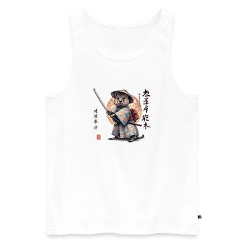 Quokka Samurai Japanischer Kunststil - Männer Premium Bio Tank Top - Weiß - Vorne - AI Model Male 178 light (178cm)