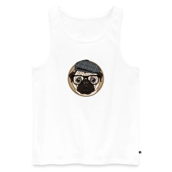Amateurs de chiens carlins rétro - Débardeur bio Premium Homme - blanc - Devant - Michal (187cm)