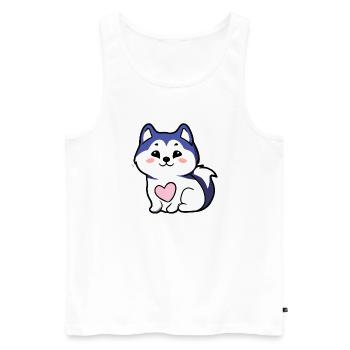 Husky süßes Herz Hund Geschenk Malamute - Männer Premium Bio Tank Top - Weiß - Vorne - Michal (187cm)