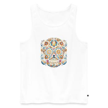 Dia De Los Muertos Mexico Sugar Skull Mexican - Men's Premium Organic Tank Top - white - Front - Michal (187cm)