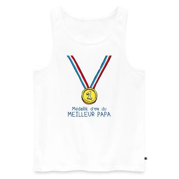 T-shirt Médaille d'or du meilleur papa - Débardeur bio Premium Homme - blanc - Devant - Michal (187cm)