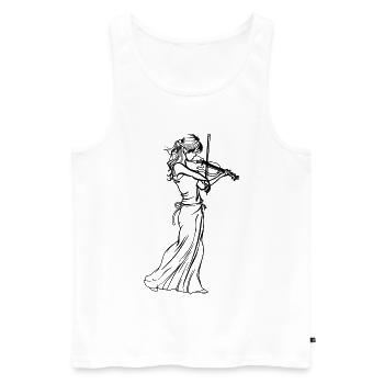 Croquis de fille violon - Débardeur bio Premium Homme - blanc - Devant - Michal (187cm)