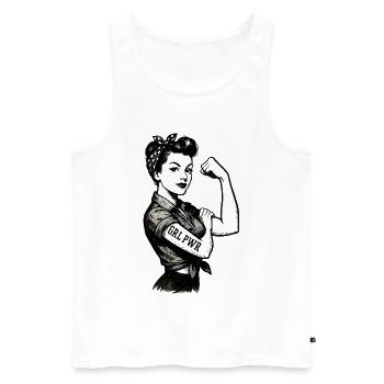 Strong Woman GRL PWR Rockabilly Biceps Arm Gift - Men's Premium Organic Tank Top - white - Front - Michal (187cm)