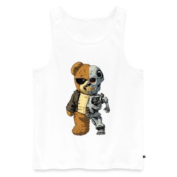 Ours Robot Cyborg - Débardeur bio Premium Homme - blanc - Devant - AI Model Male 178 light (178cm)