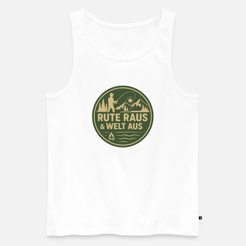 Rute Raus & Welt Aus Patch - Männer Premium Bio Tank Top - Weiß