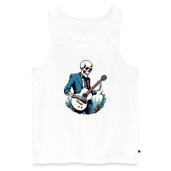 Skelett mit Gitarre - Männer Premium Bio Tank Top - Weiß - Vorne - Michal (187cm)