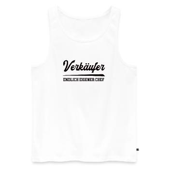 Verkäufer Chef Selbstständigkeit Firma Gründen - Männer Premium Bio Tank Top - Weiß - Vorne - Michal (187cm)