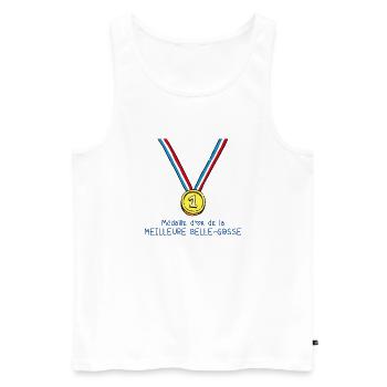 T-shirt Médaille d'or de la meilleure belle-gosse - Débardeur bio Premium Homme - blanc - Devant - Michal (187cm)