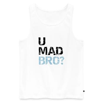 u mad bro? - Débardeur bio Premium Homme - blanc - Devant - AI Model Male 178 light (178cm)