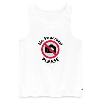 Pas de Paparazzi S'il vous plaît (Almost Famous) - Débardeur bio Premium Homme - blanc - Devant - AI Model Male 178 light (178cm)