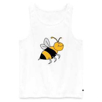 Happy Bee - Männer Premium Bio Tank Top - Weiß - Vorne - AI Model Male 178 light (178cm)