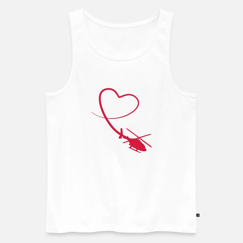 Hubschrauber Liebe Herz Looping - Männer Premium Bio Tank Top - Weiß