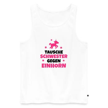 Tausche Schwester gegen Einhorn - Männer Premium Bio Tank Top - Weiß - Vorne - Michal (187cm)