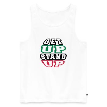 get up stand up - Débardeur bio Premium Homme - blanc - Devant - Michal (187cm)