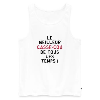Casse-cou / Casse cou / Sport / Freestyle / Risque - Débardeur bio Premium Homme - blanc - Devant - AI Model Male 178 light (178cm)
