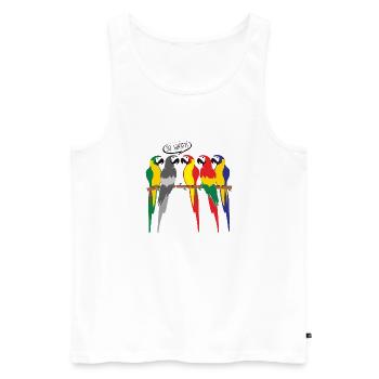 MONOCHROMER VOGELPAPAGEI - Männer Premium Bio Tank Top - Weiß - Vorne - AI Model Male 178 light (178cm)