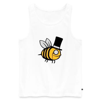 Sir Biene Zylinder Hut - Männer Premium Bio Tank Top - Weiß - Vorne - Michal (187cm)
