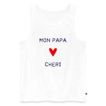 FÊTE DES PÈRES. BONNE FÊTE PAPA. PAPA. BONNE FÊTE - Débardeur bio Premium Homme - blanc - Devant - Michal (187cm)