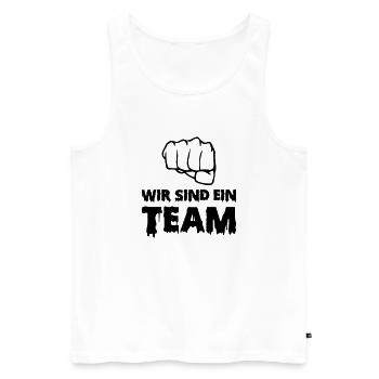 wir sind ein team - Männer Premium Bio Tank Top - Weiß - Vorne - Michal (187cm)