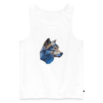 Wilder Wolf Polygon Wilde Tier Wandern Natur Seele - Männer Premium Bio Tank Top - Weiß - Vorne - Michal (187cm)