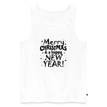 Joyeux Noël, Bonne Année - Débardeur bio Premium Homme - blanc - Devant - AI Model Male 178 light (178cm)