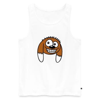 Dog looks funny grin happy smile fun - Men's Premium Organic Tank Top - white - Front - Michal (187cm)