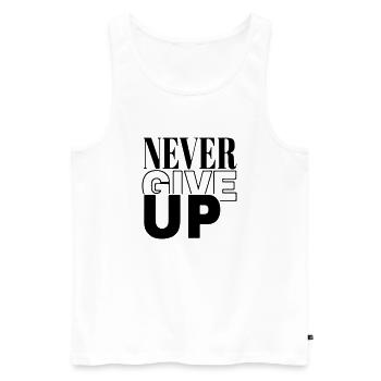 niemals aufgeben - Männer Premium Bio Tank Top - Weiß - Vorne - Michal (187cm)