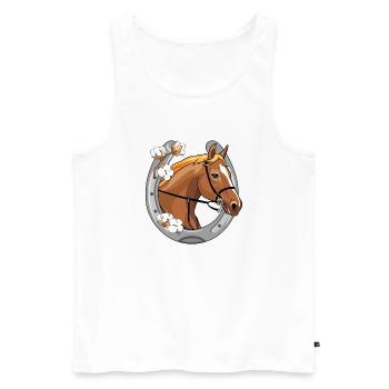Tête de cheval avec une crinière rouge dans un cadre - Débardeur bio Premium Homme - blanc - Devant - AI Model Male 178 light (178cm)