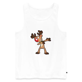 Christmas motif Funny reindeer Christmas Xmas - Men's Premium Organic Tank Top - white - Front - Michal (187cm)